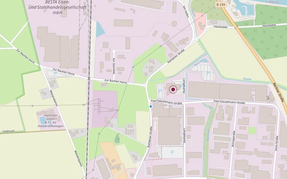 Kartenausschnitt: Langekamp 26 im Industriegebiet West in Lübbecke